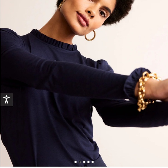 Boden Supersoft Frill Detail Top size 6 Navy Blue NWOT - Picture 2 of 15